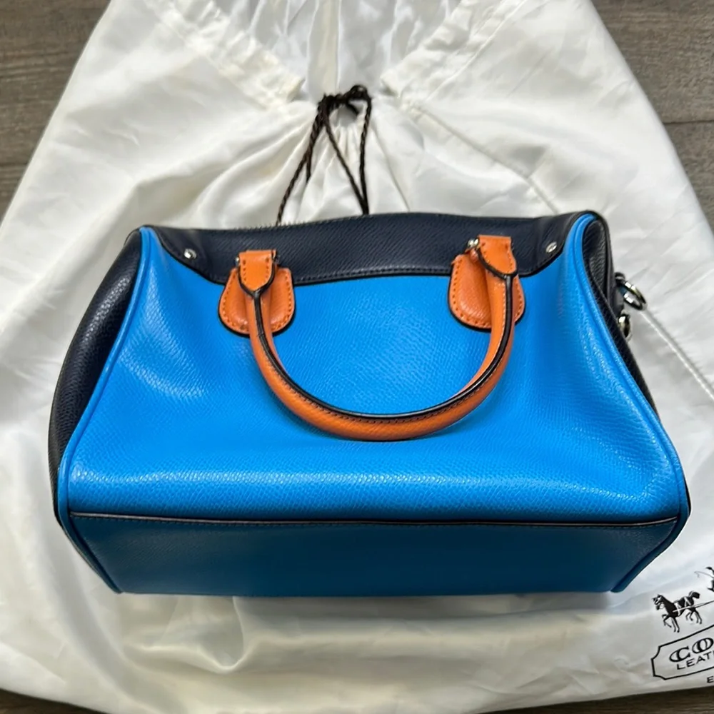 Coach Vibrant Blue and Tan Satchel - Picture 5 of 5